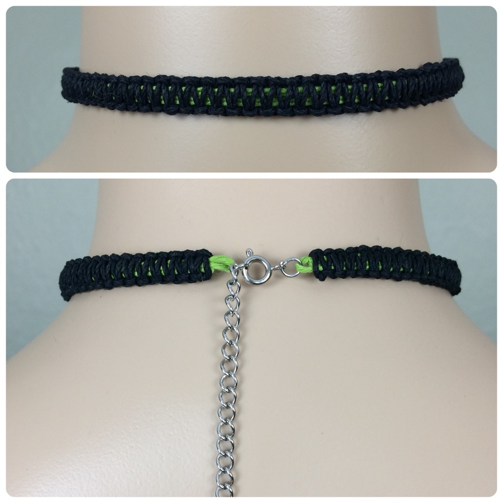 Navy w/Lime Green Peekaboo Core Hemp Choker